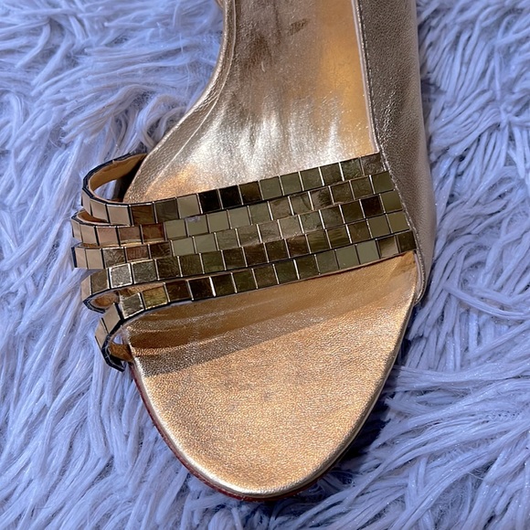 Report Signature gold leather open toe slingback heels NWOT - Picture 7 of 7